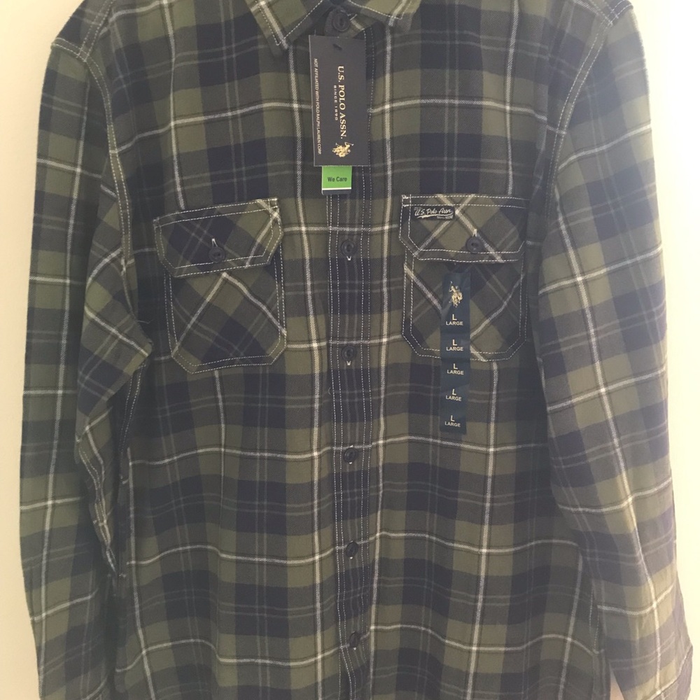 US Polo Assn. Large Mens Flannel Long Sleeve Button Up Shirt